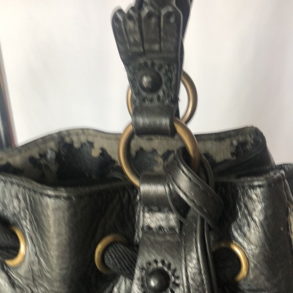 JUICY COUTURE Y2K black and cream Daydreamer houndstooth velour tote handbag. - Picture 3 of 16